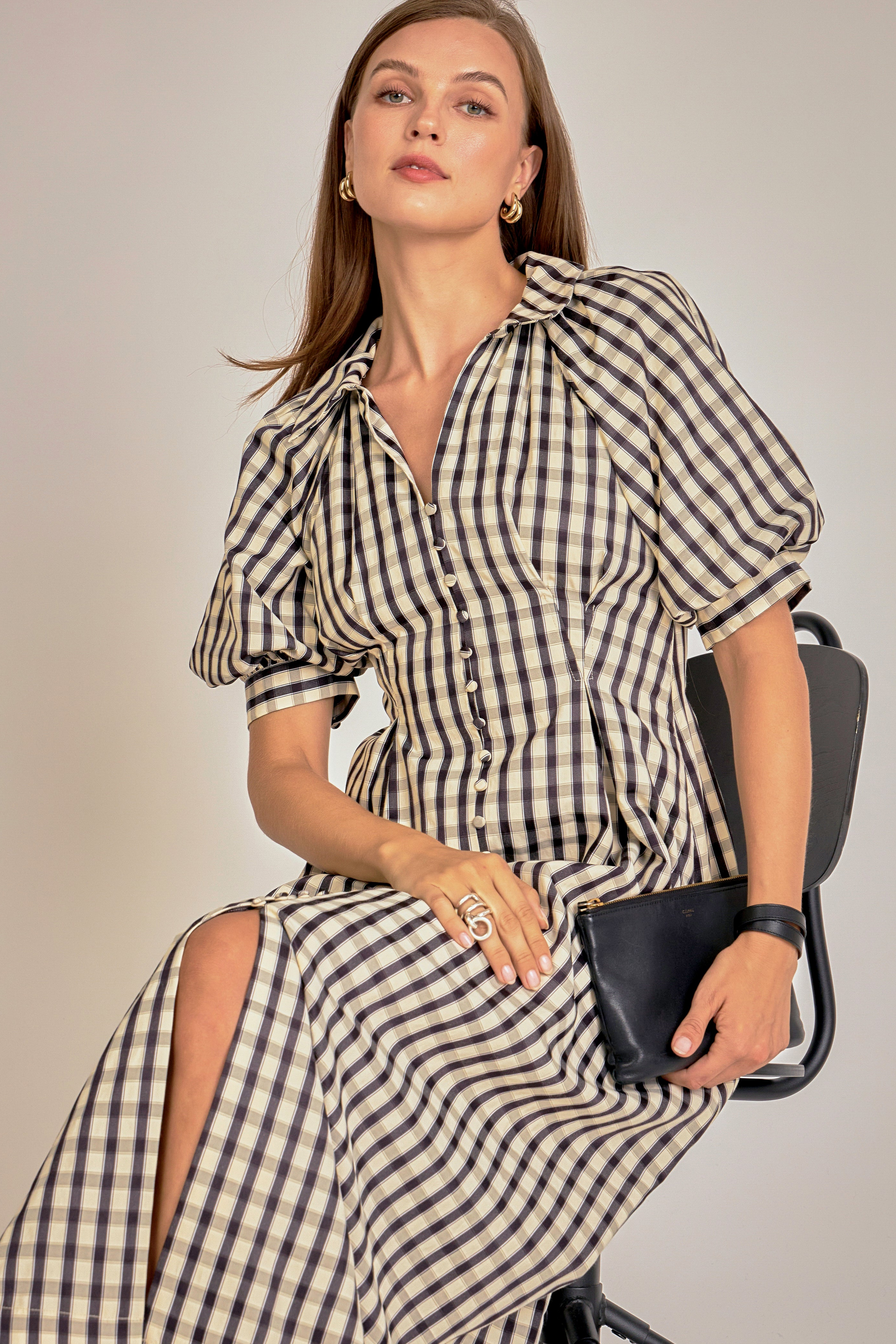 Gingham Check Midi Dress - English Factory