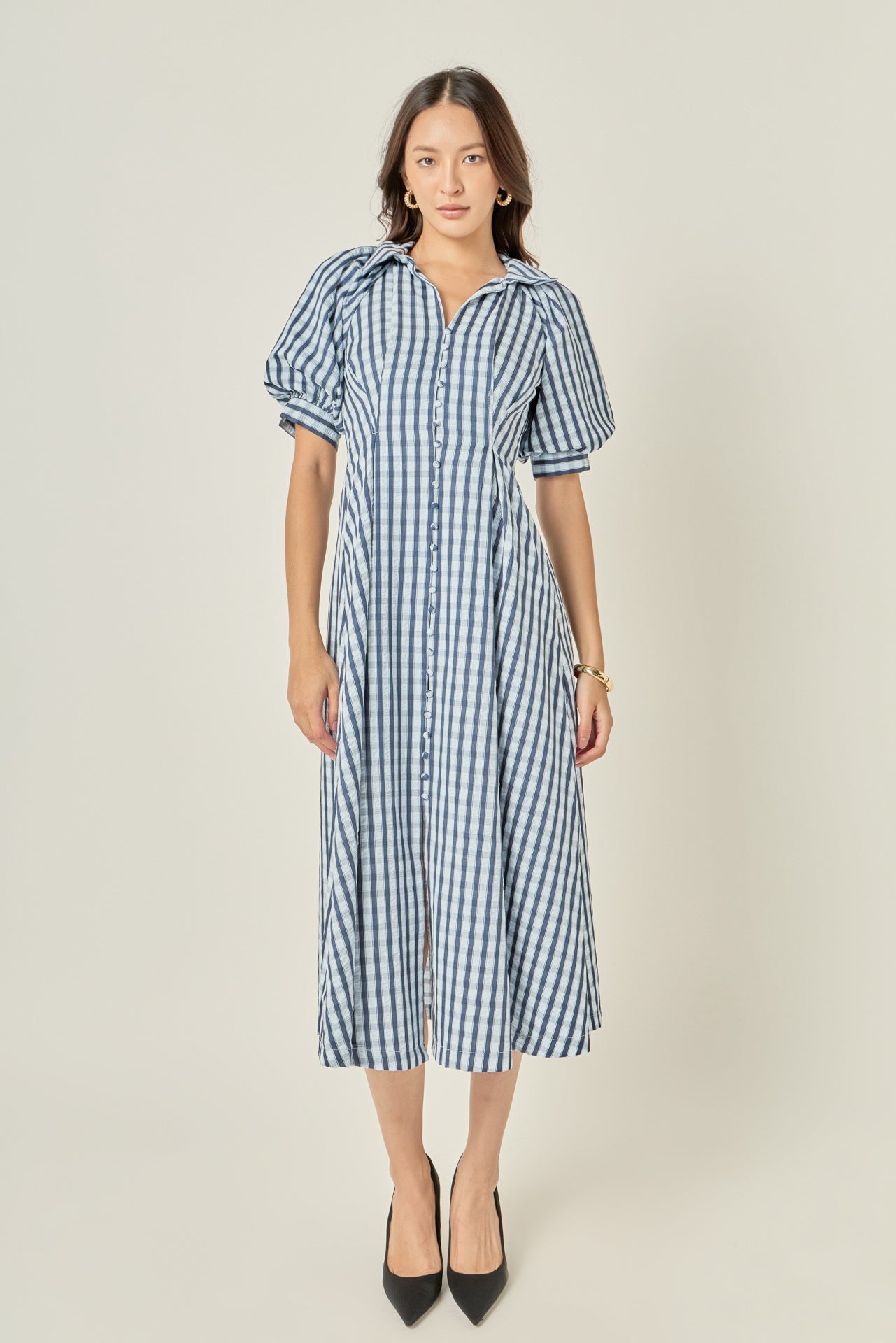Gingham Check Midi Dress – English Factory