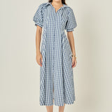 Gingham Check Midi Dress