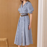 Gingham Check Midi Dress