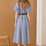 Gingham Check Midi Dress