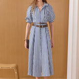 Gingham Check Midi Dress