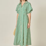 Gingham Check Midi Dress