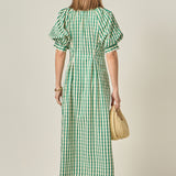 Gingham Check Midi Dress