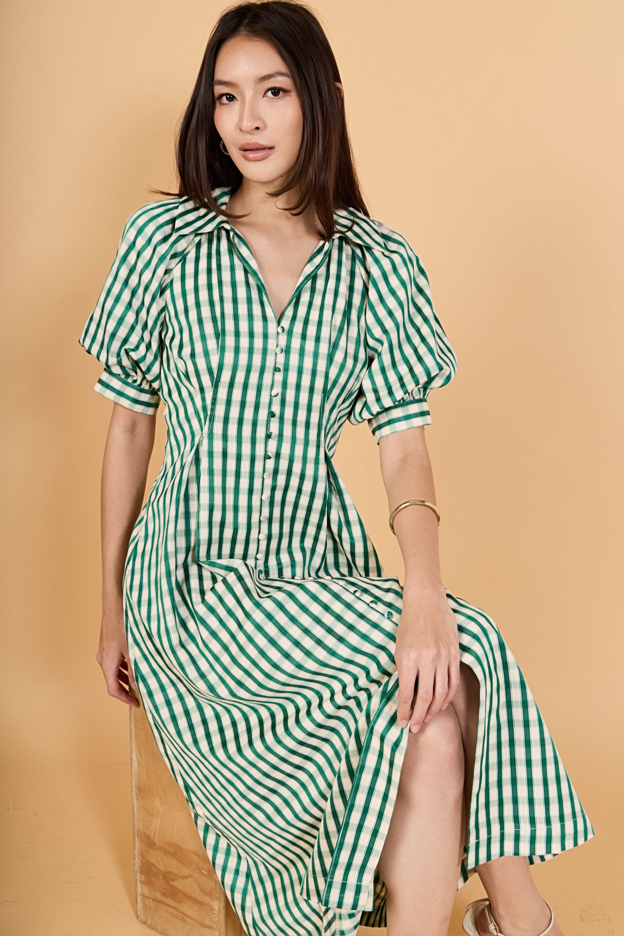 Gingham Check Midi Dress – English Factory