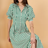 Gingham Check Midi Dress
