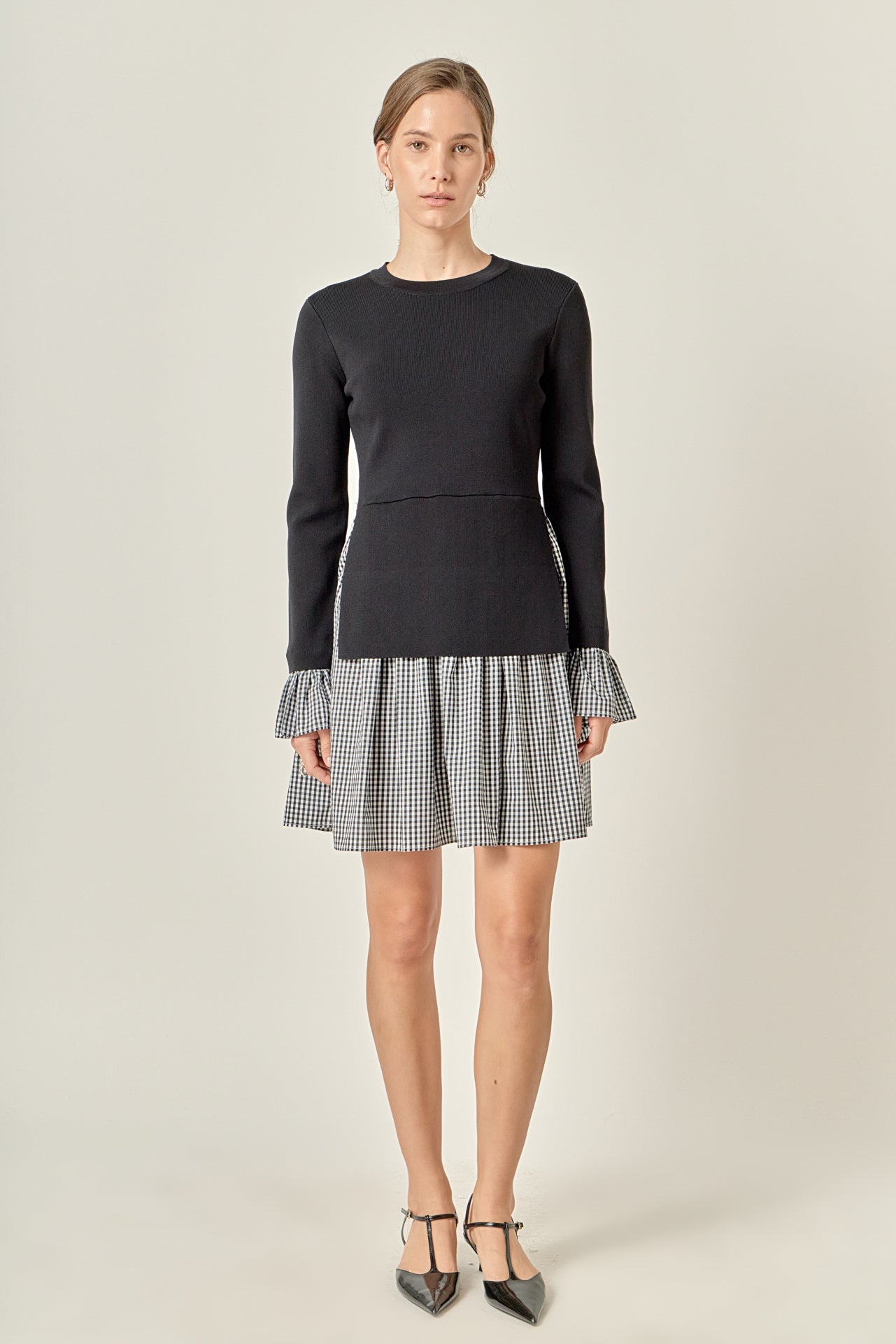 English Factory - White and Black Mini Knit Dress WHITE/BLACK / XS English Factory - White and Black Mini Knit Dress WHITE/BLACK / XS