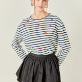 Heart Embroidered Stripe T-Shirt