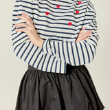 Heart Embroidered Stripe T-Shirt