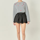 Heart Embroidered Stripe T-Shirt