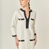 White and Black Mini Knit Dress