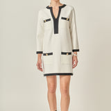 White and Black Mini Knit Dress