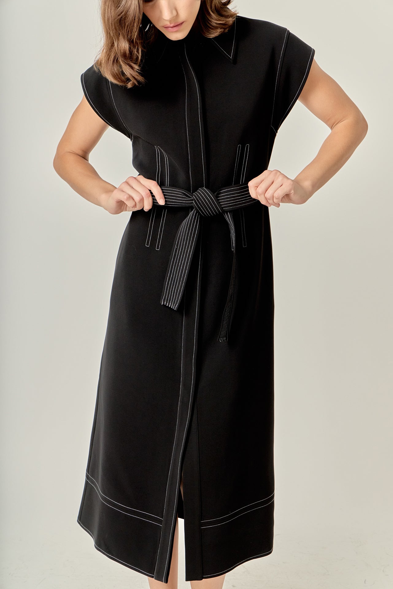 structure midi dress Bubbleroom Structure Long Sleeve Midi Dress Brown Brown