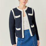 Colorblock Braided Cardigan