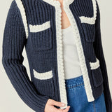 Colorblock Braided Cardigan