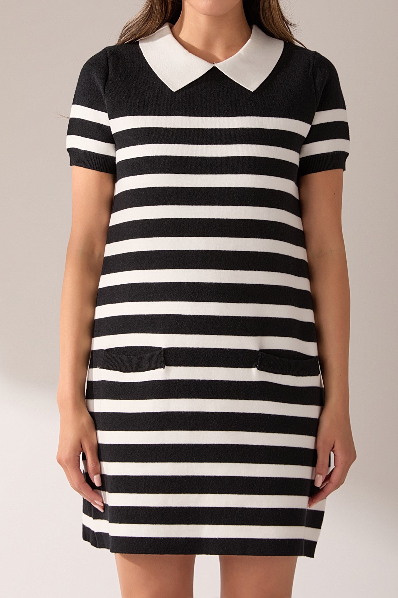 English Factory - Stripe Collar Mini Dress BLACK/WHITE / L English Factory - Stripe Collar Mini Dress BLACK/WHITE / L