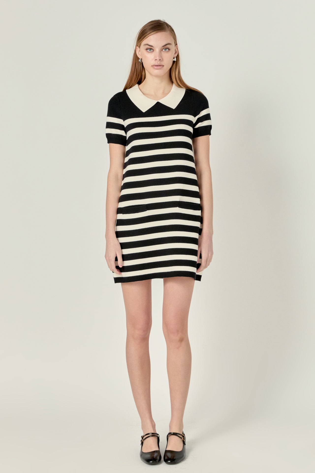 Stripe Collar Mini Dress