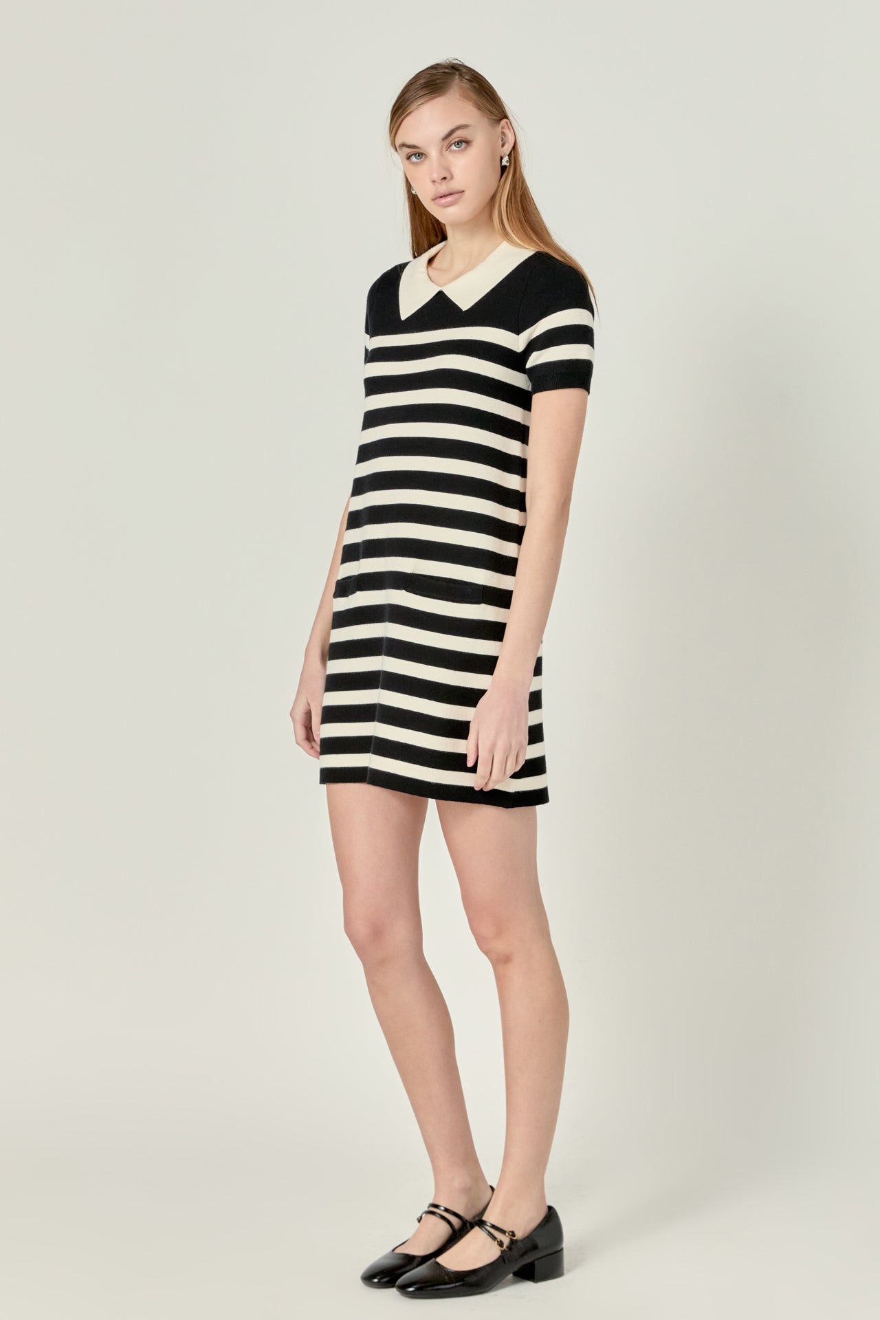 Stripe Collar Mini Dress