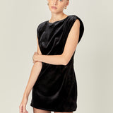 Velvet Power Shoulder Mini Dress