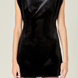 Velvet Power Shoulder Mini Dress