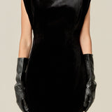 Velvet Power Shoulder Mini Dress