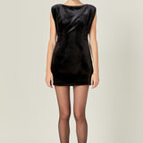 Velvet Power Shoulder Mini Dress