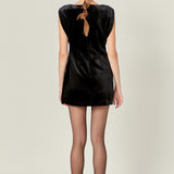 Velvet Power Shoulder Mini Dress