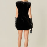 Velvet Power Shoulder Mini Dress