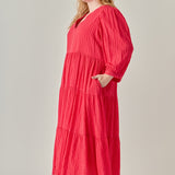 V Neck Midi Dress