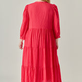 V Neck Midi Dress
