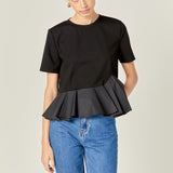 Mixed Media Ruffled Top