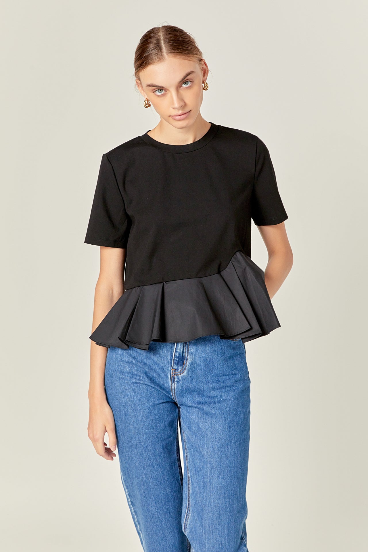 Mixed Media Ruffled Top