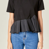 Mixed Media Ruffled Top