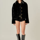 Faux Fur Collar Jacket