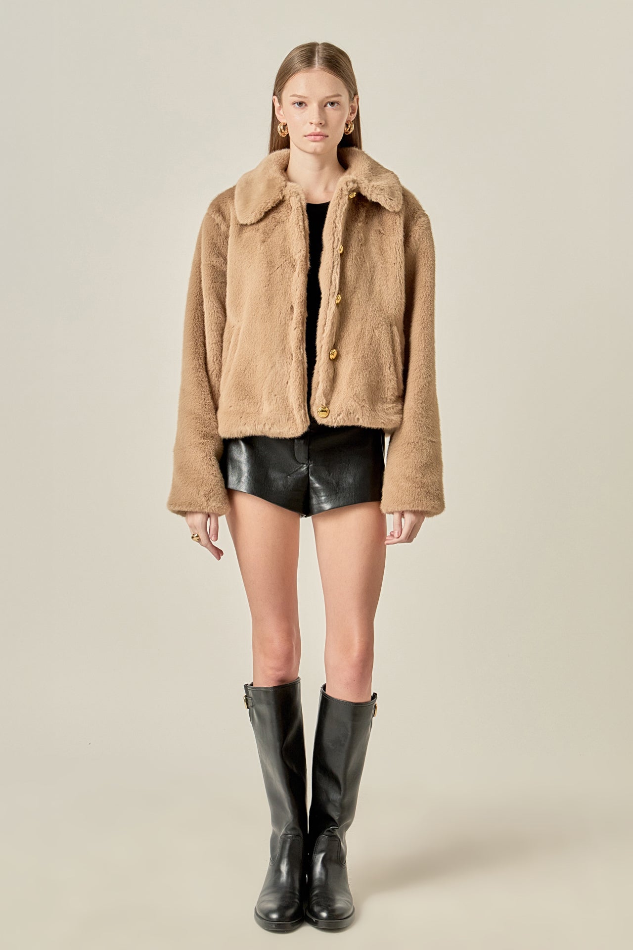 Peplum Faux Fur Coat – English Factory