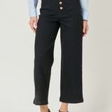 Stretched Gold Button Culotte Pants