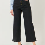 Stretched Gold Button Culotte Pants