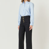 Stretched Gold Button Culotte Pants