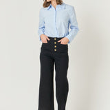 Stretched Gold Button Culotte Pants