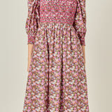 Smocked Floral Midi Dress