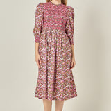 Smocked Floral Midi Dress