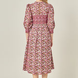 Smocked Floral Midi Dress