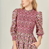 Smocked Floral Midi Dress