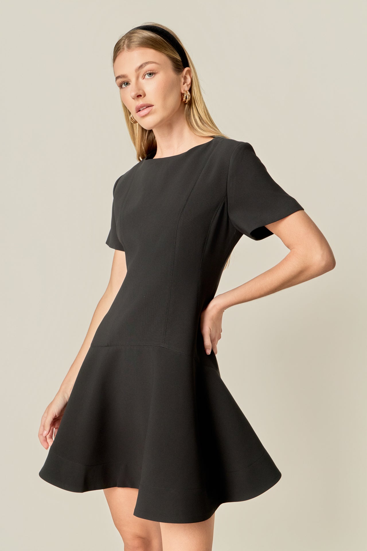 short dress with flared skirt Courthouse wedding dress with short flared skirt
