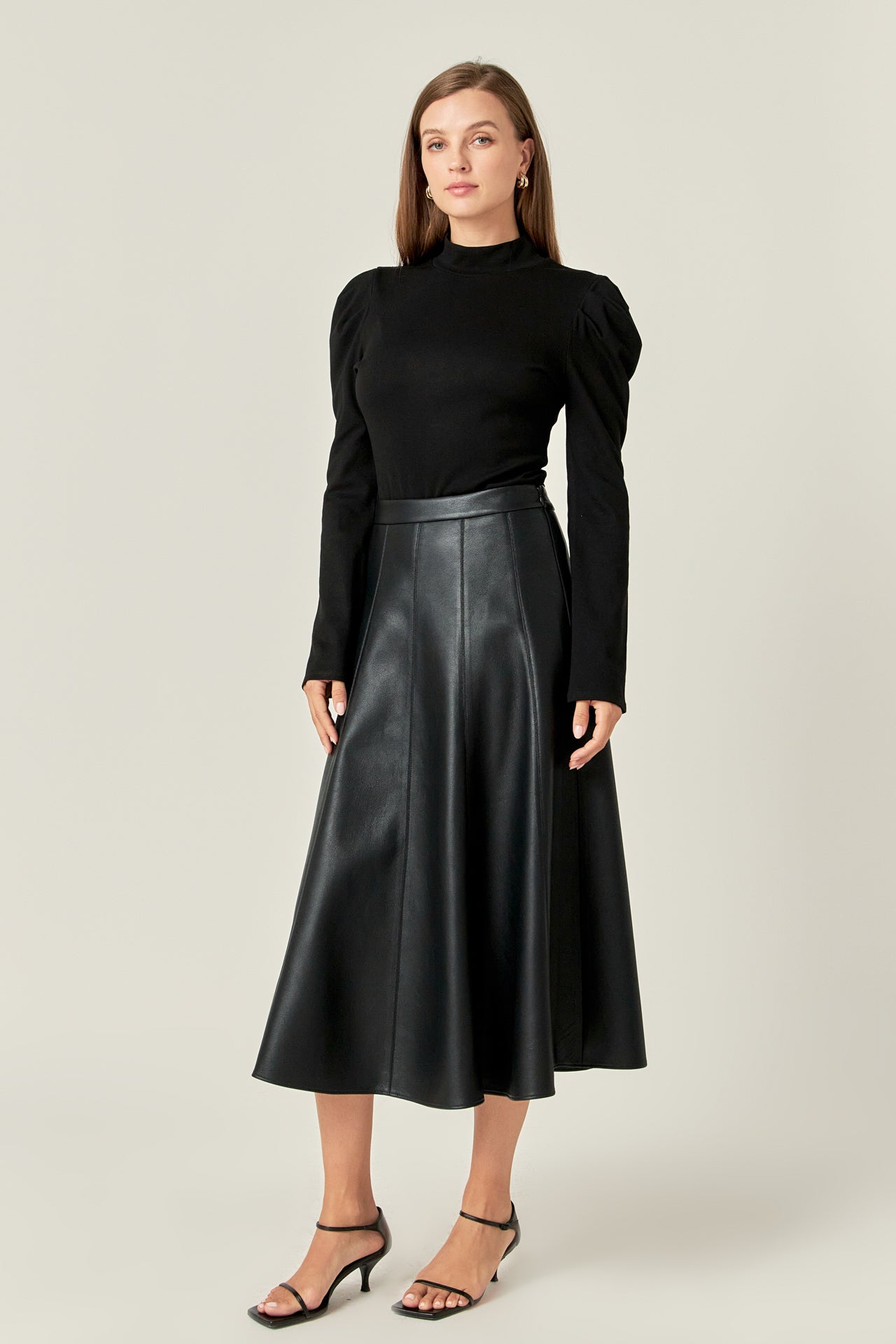 fetico FETICO FAUX-LEATHER MIDI SKIRT fetico FETICO FAUX-LEATHER