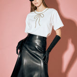 Flare Faux Leather Midi Skirt