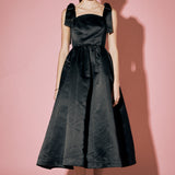 Bow Pointed Midi Dress