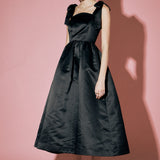 Bow Pointed Midi Dress