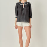 Embroidery Bow Detailed Top