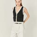 Linda Black and White Knit Vest